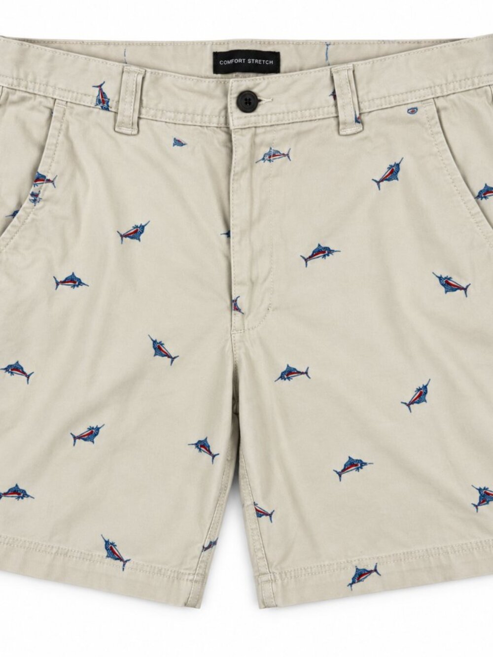 St. John’s Bay Men’s 36 Khaki Embroidered Marlin Fish Chino Shorts